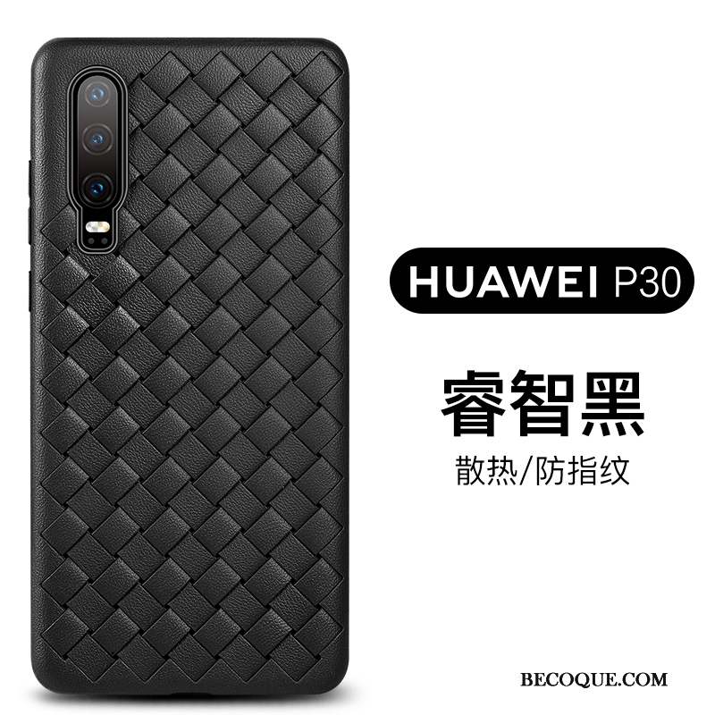 Huawei P30 Business Cuir Coque De Téléphone Protection Fluide Doux Tissage