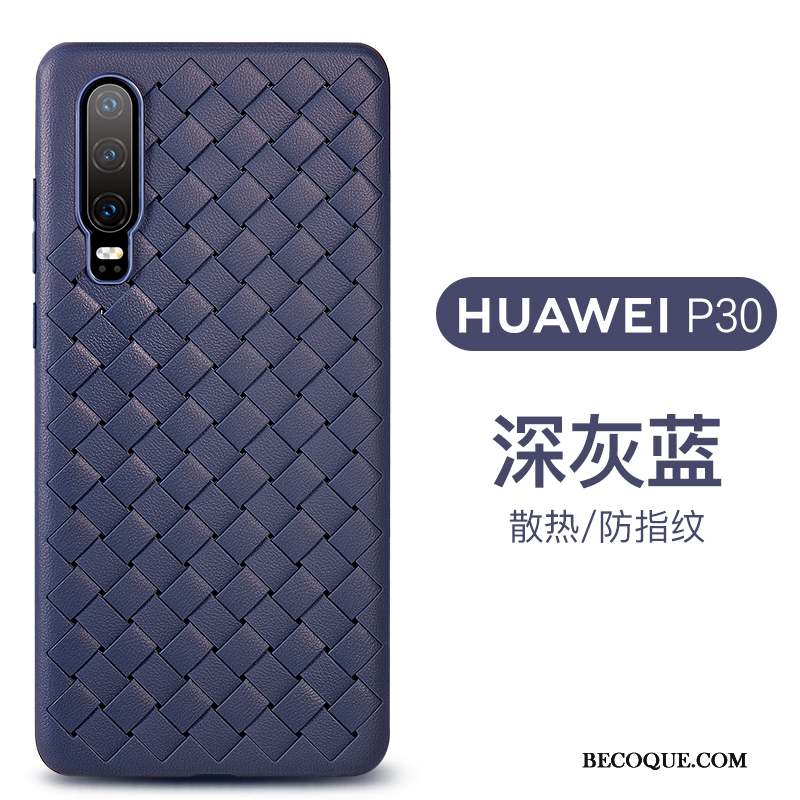 Huawei P30 Business Cuir Coque De Téléphone Protection Fluide Doux Tissage