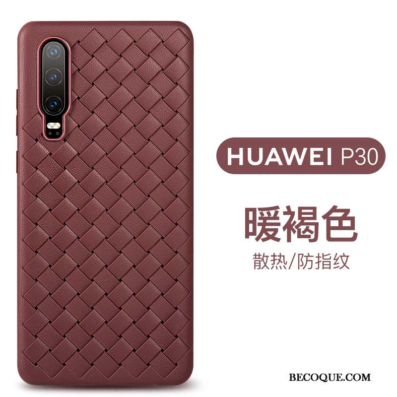 Huawei P30 Business Cuir Coque De Téléphone Protection Fluide Doux Tissage