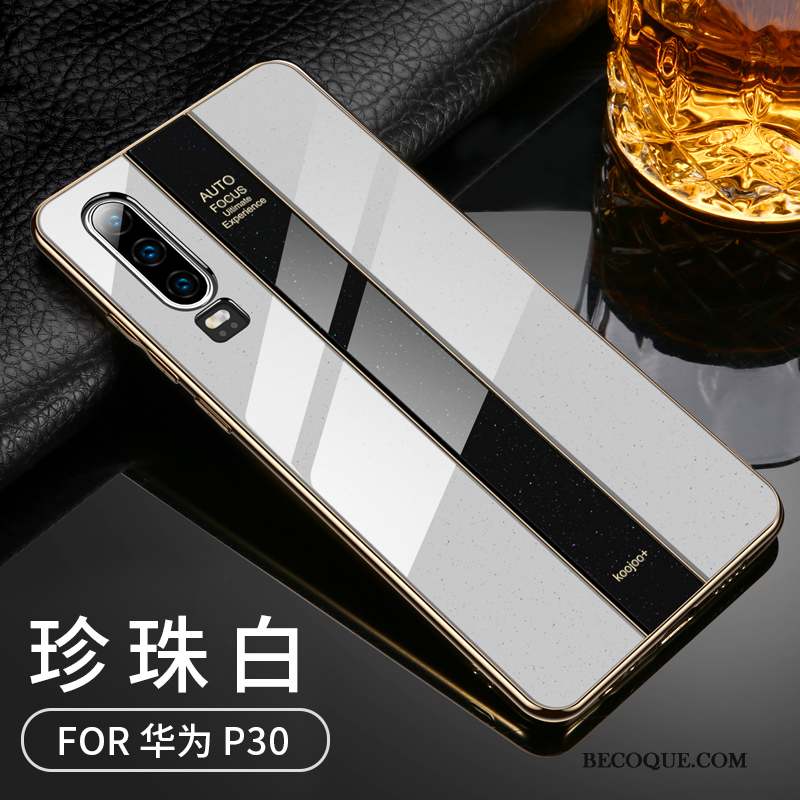 Huawei P30 Coque Blanc Fluide Doux Très Mince Transparent Étui Créatif