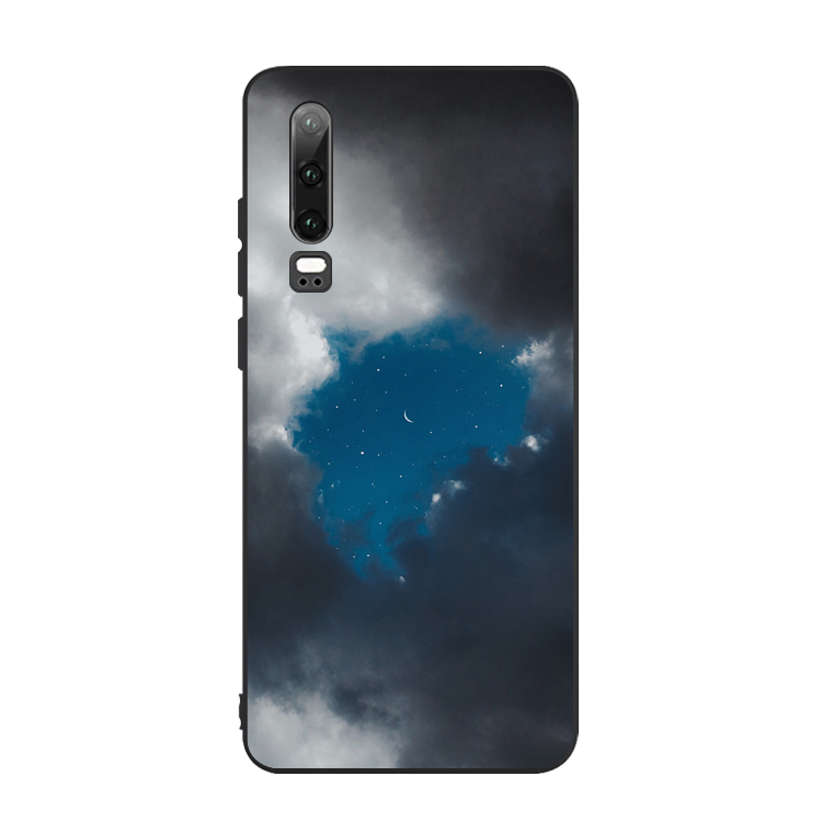 Huawei P30 Coque Business Ciel Étoilé Bleu Silicone Noir Fluide Doux