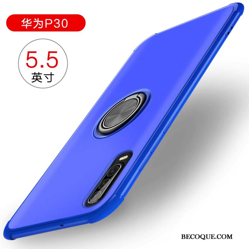 Huawei P30 Coque Créatif Anneau Délavé En Daim Silicone Or À Bord