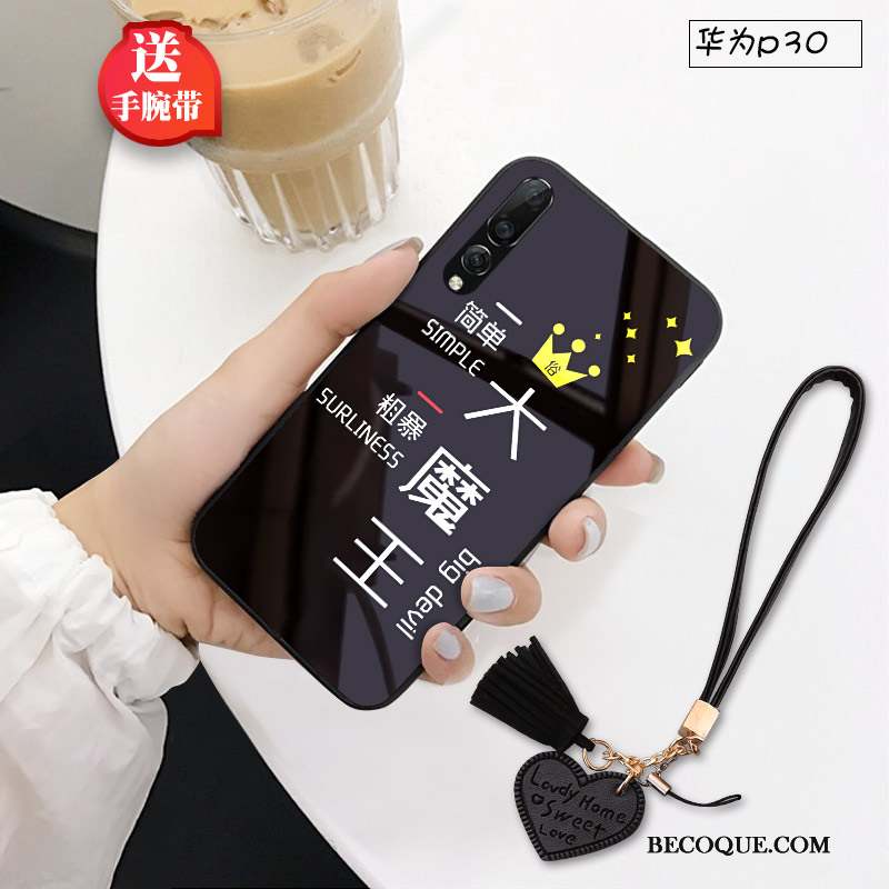 Huawei P30 Coque Créatif Difficile Étui Noir Chat Protection
