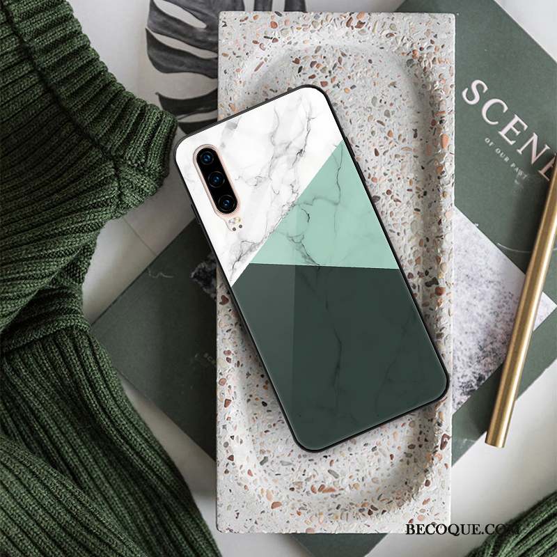 Huawei P30 Coque Créatif Vert Fluide Doux Tout Compris Rouge Tendance