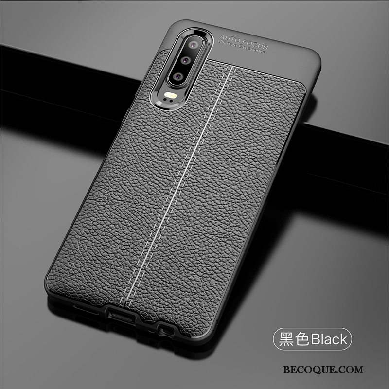 Huawei P30 Coque Fluide Doux Litchi Protection Simple Étui En Cuir Nouveau