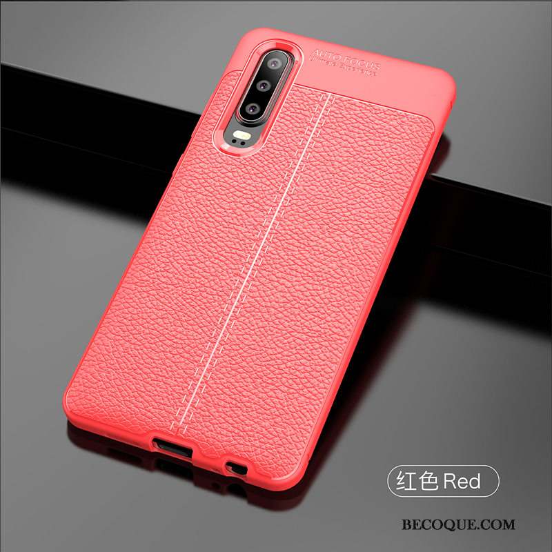 Huawei P30 Coque Fluide Doux Litchi Protection Simple Étui En Cuir Nouveau