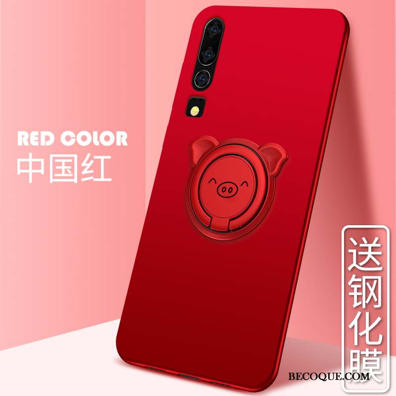 Huawei P30 Coque Fluide Doux Tout Compris Protection Rose À Bord Délavé En Daim