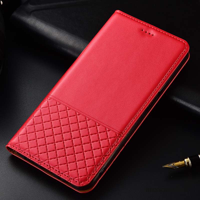 Huawei P30 Coque Incassable Clamshell Fluide Doux Protection Tout Compris Cuir Véritable