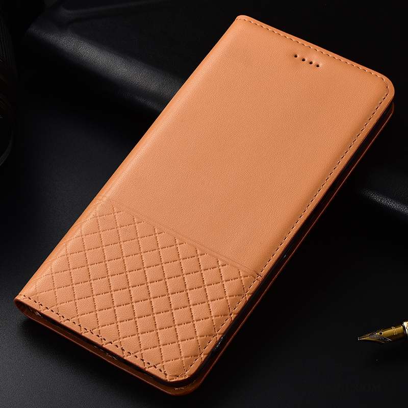 Huawei P30 Coque Incassable Clamshell Fluide Doux Protection Tout Compris Cuir Véritable