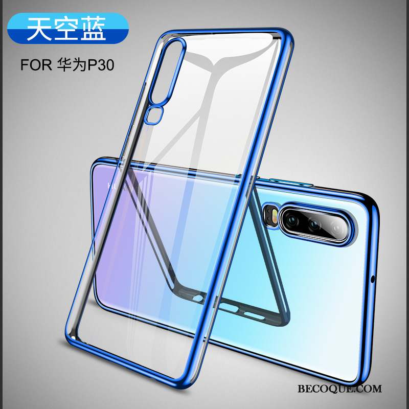 Huawei P30 Coque Incassable Transparent Verre Blanc Très Mince Étui