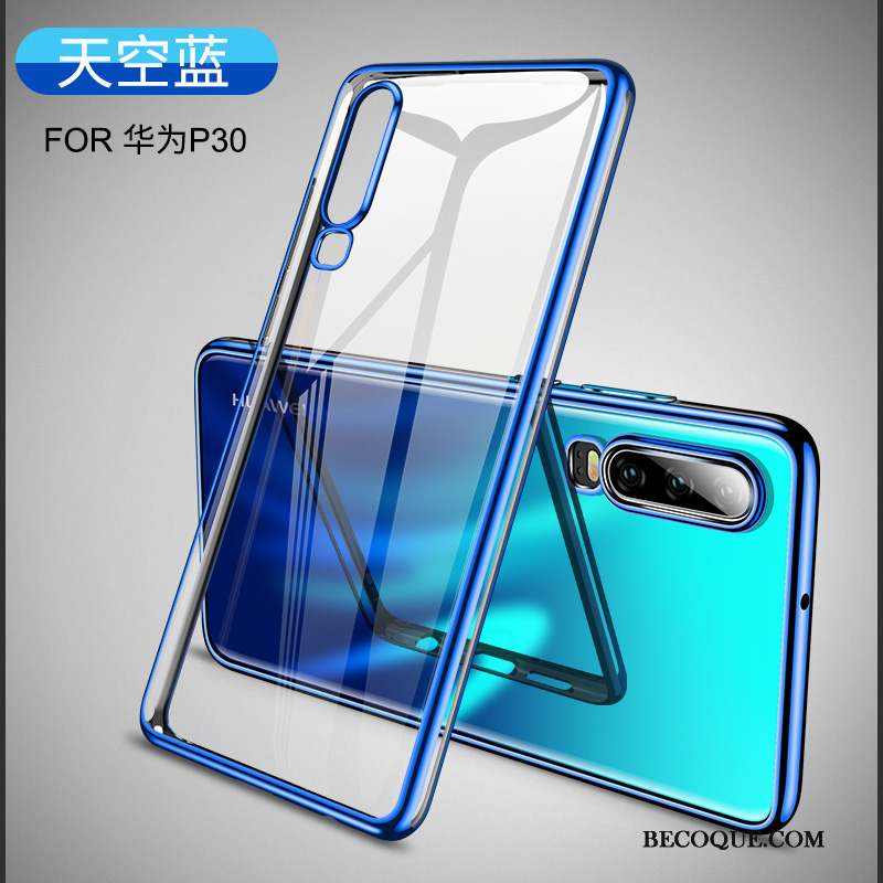 Huawei P30 Coque Incassable Transparent Verre Blanc Très Mince Étui