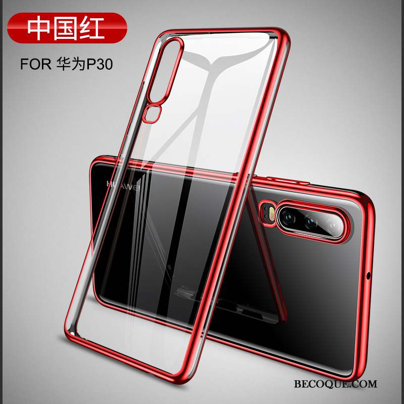 Huawei P30 Coque Incassable Transparent Verre Blanc Très Mince Étui