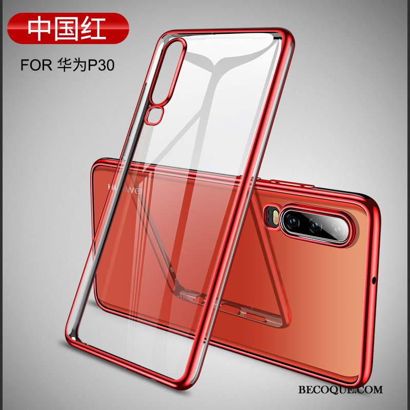 Huawei P30 Coque Incassable Transparent Verre Blanc Très Mince Étui