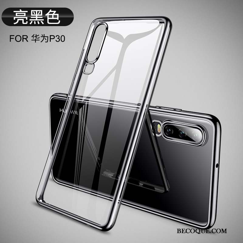 Huawei P30 Coque Incassable Transparent Verre Blanc Très Mince Étui