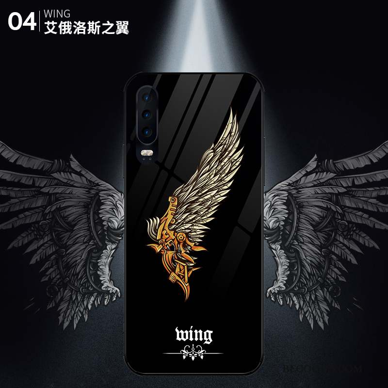 Huawei P30 Coque Mode Créatif Silicone Nouveau Noir Marque De Tendance