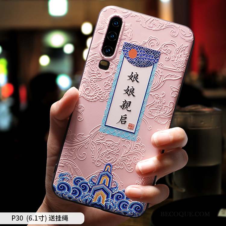 Huawei P30 Coque Protection Délavé En Daim Tendance Personnalité Incassable Silicone