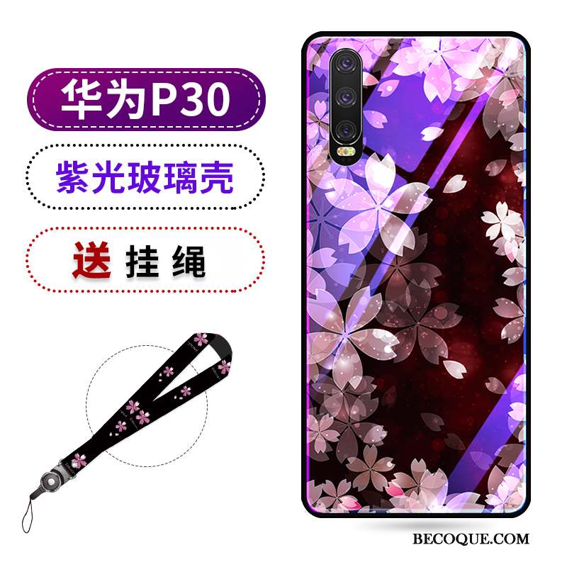 Huawei P30 Coque Tendance Net Rouge Protection Nouveau Sakura Violet