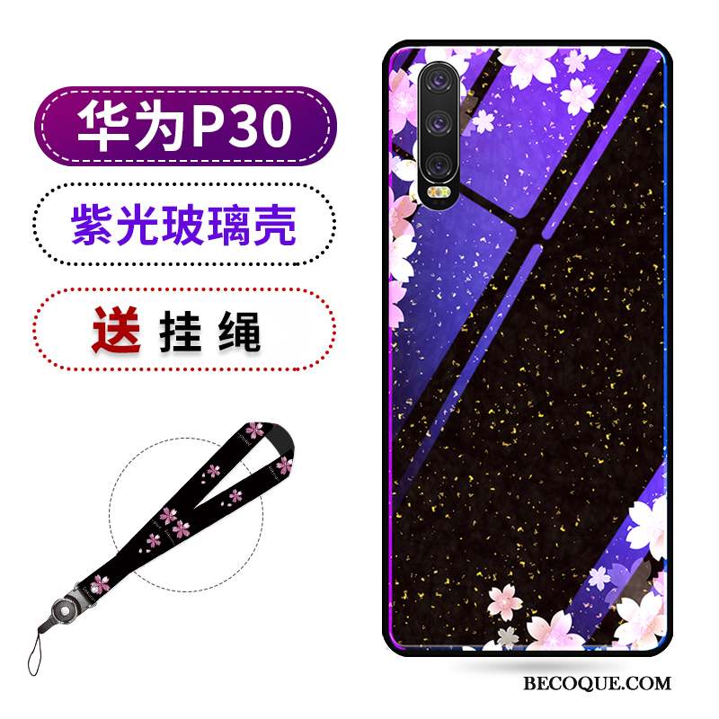 Huawei P30 Coque Tendance Net Rouge Protection Nouveau Sakura Violet