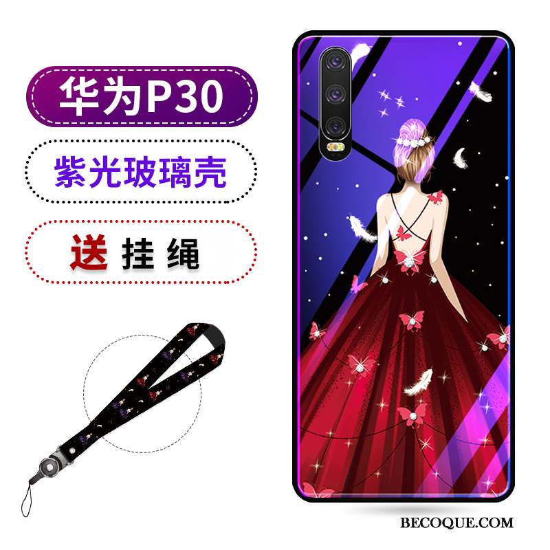 Huawei P30 Coque Tendance Net Rouge Protection Nouveau Sakura Violet