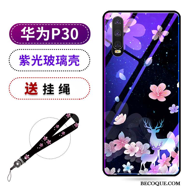 Huawei P30 Coque Tendance Net Rouge Protection Nouveau Sakura Violet