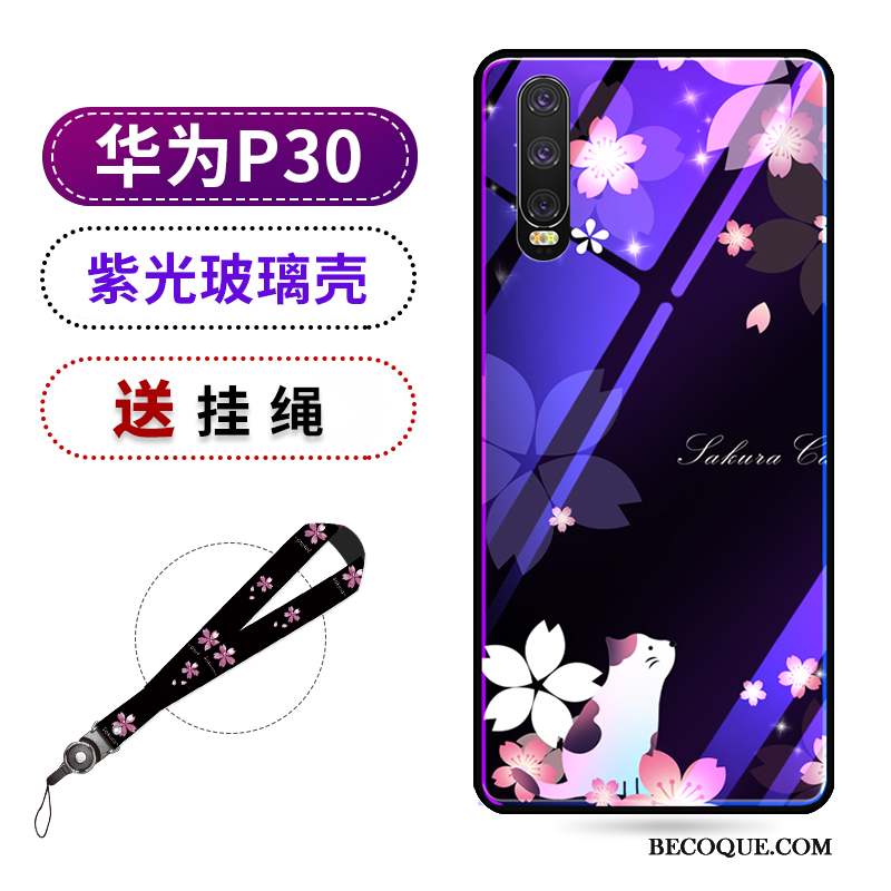 Huawei P30 Coque Tendance Net Rouge Protection Nouveau Sakura Violet