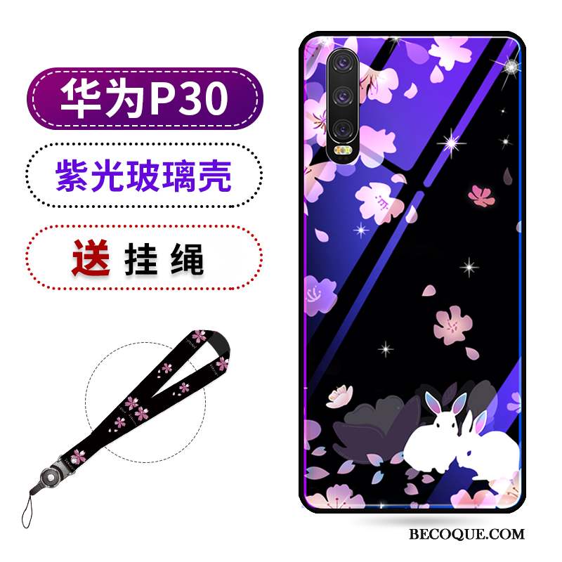 Huawei P30 Coque Tendance Net Rouge Protection Nouveau Sakura Violet