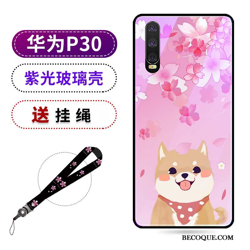 Huawei P30 Coque Tendance Net Rouge Protection Nouveau Sakura Violet