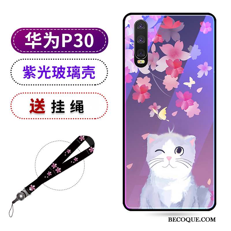 Huawei P30 Coque Tendance Net Rouge Protection Nouveau Sakura Violet