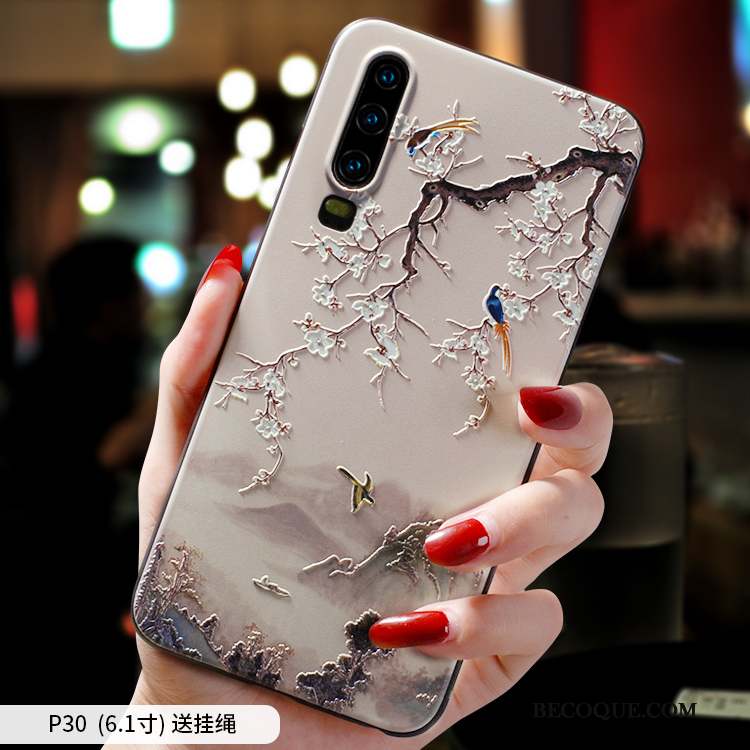 Huawei P30 Coque Tout Compris Protection Étui Rose Personnalité Ornements Suspendus