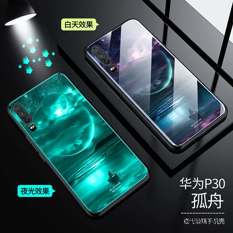 Huawei P30 Coque Verre Tout Compris Protection Silicone Personnalité Incassable