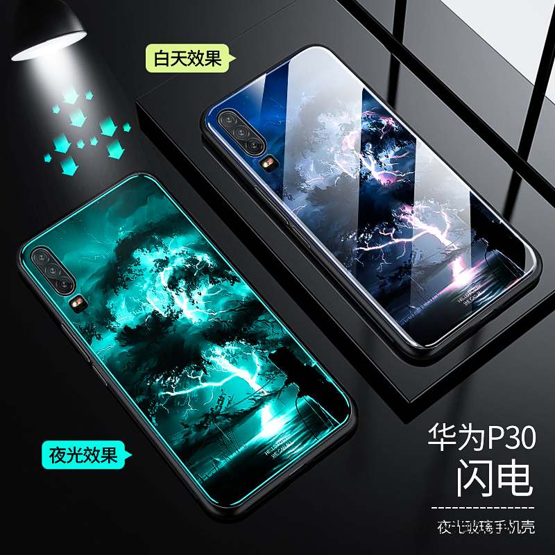 Huawei P30 Coque Verre Tout Compris Protection Silicone Personnalité Incassable