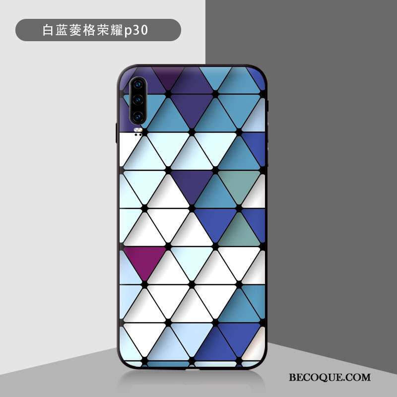 Huawei P30 Coque Verre Trempé Étui Créatif Net Rouge Multicolore Difficile