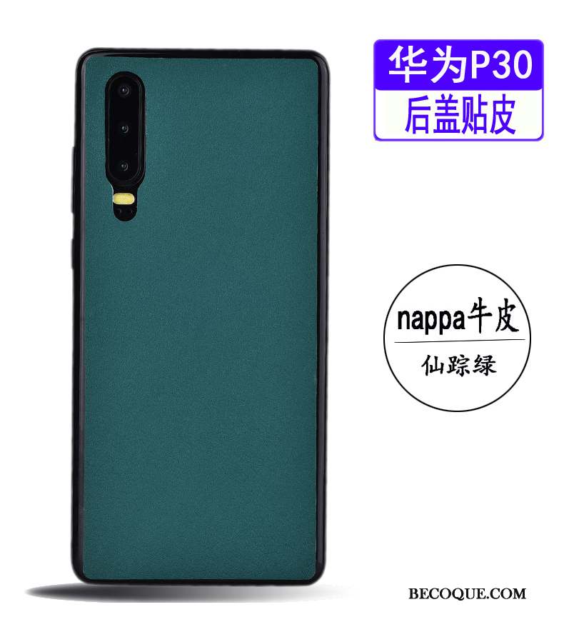 Huawei P30 Crocodile Modèle Business Bleu Simple Coque De Téléphone Membrane