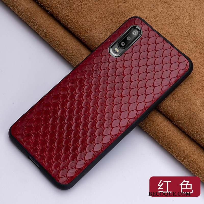 Huawei P30 Cuir Véritable Coque De Téléphone Créatif Qualité Bleu Luxe