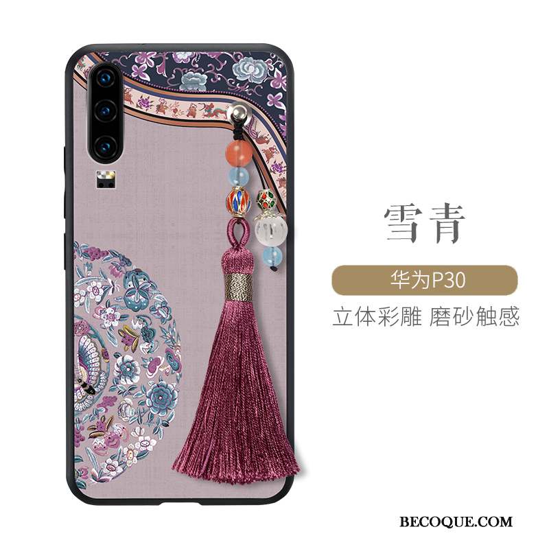 Huawei P30 Difficile Tout Compris Style Chinois Vent Coque Vert