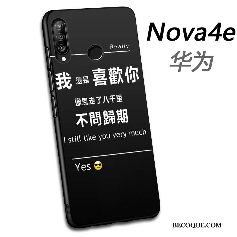 Huawei P30 Lite Charmant Fluide Doux Coque De Téléphone Étui Tout Compris Noir