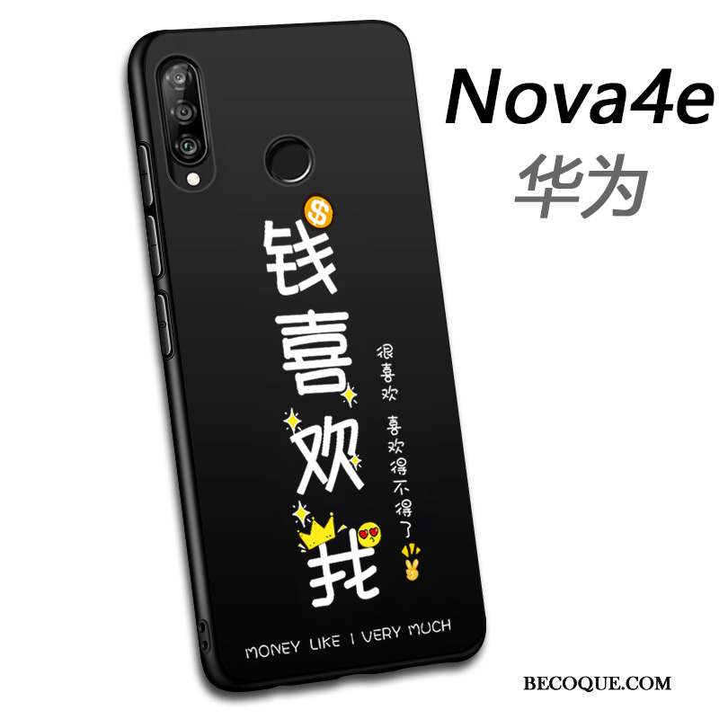 Huawei P30 Lite Charmant Fluide Doux Coque De Téléphone Étui Tout Compris Noir