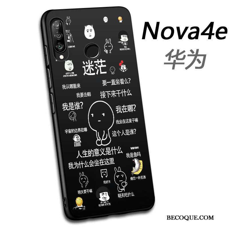 Huawei P30 Lite Charmant Fluide Doux Coque De Téléphone Étui Tout Compris Noir