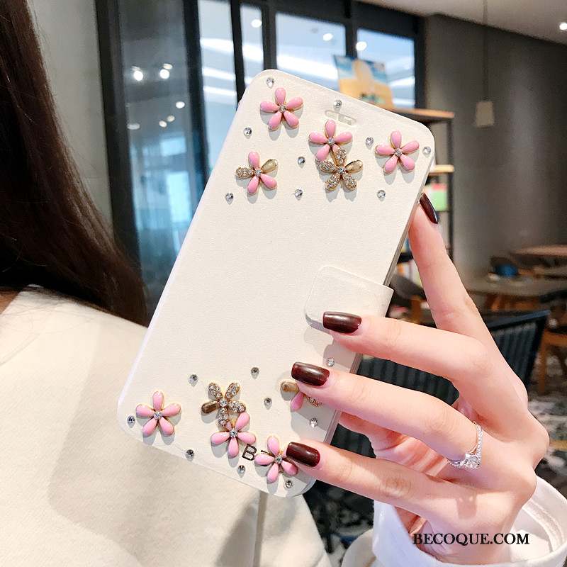 Huawei P30 Lite Coque Charmant Étui Étui En Cuir Ornements Suspendus Blanc Protection