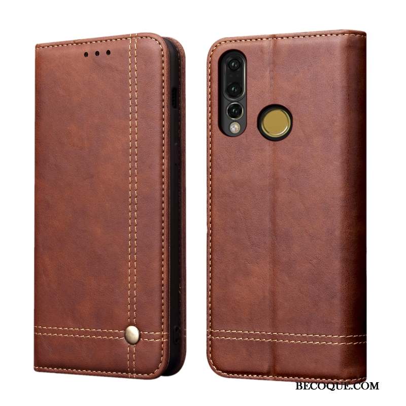 Huawei P30 Lite Coque Housse Étui Kaki Étui En Cuir Protection Fluide Doux