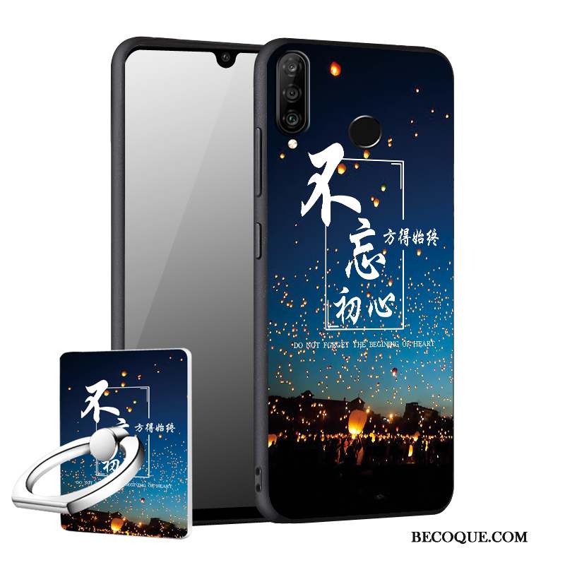 Huawei P30 Lite Coque Incassable Fluide Doux Étui Bleu Délavé En Daim Tout Compris