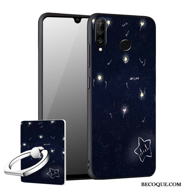 Huawei P30 Lite Coque Incassable Fluide Doux Étui Bleu Délavé En Daim Tout Compris