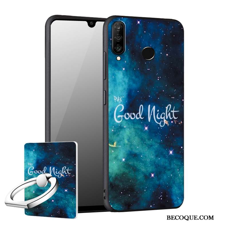 Huawei P30 Lite Coque Incassable Fluide Doux Étui Bleu Délavé En Daim Tout Compris