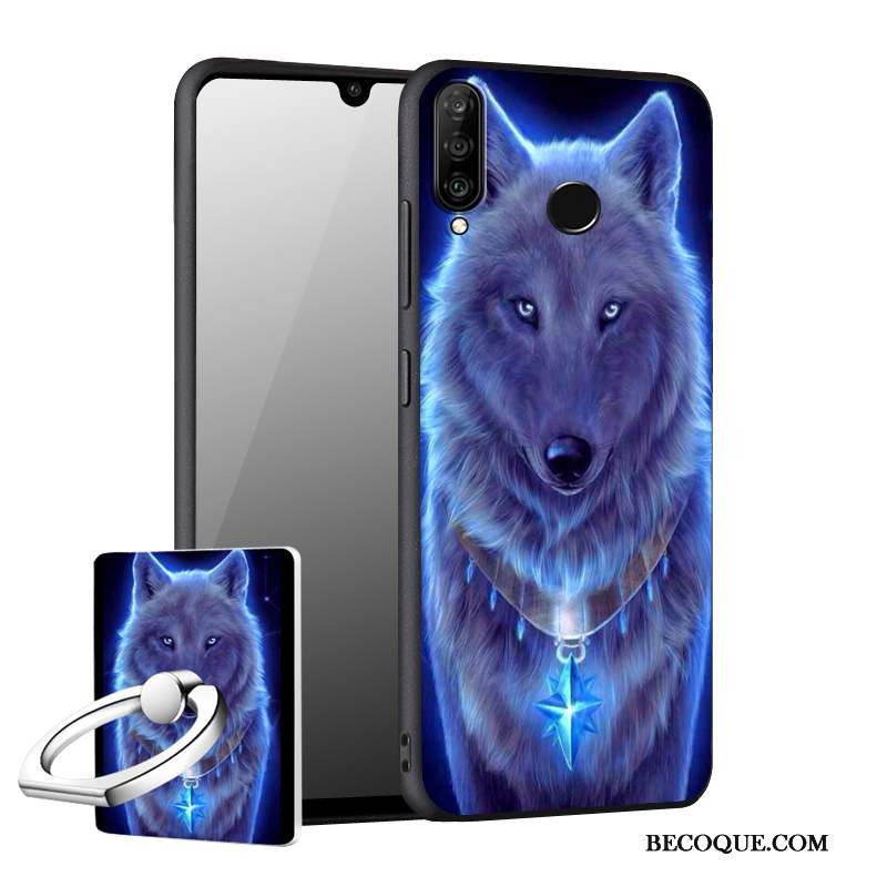 Huawei P30 Lite Coque Incassable Fluide Doux Étui Bleu Délavé En Daim Tout Compris