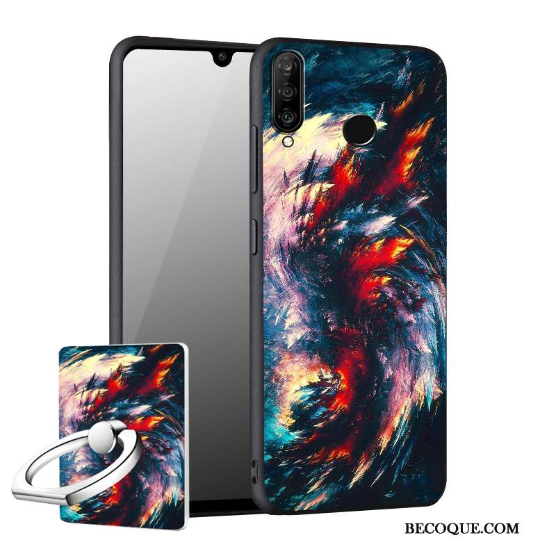 Huawei P30 Lite Coque Incassable Fluide Doux Étui Bleu Délavé En Daim Tout Compris