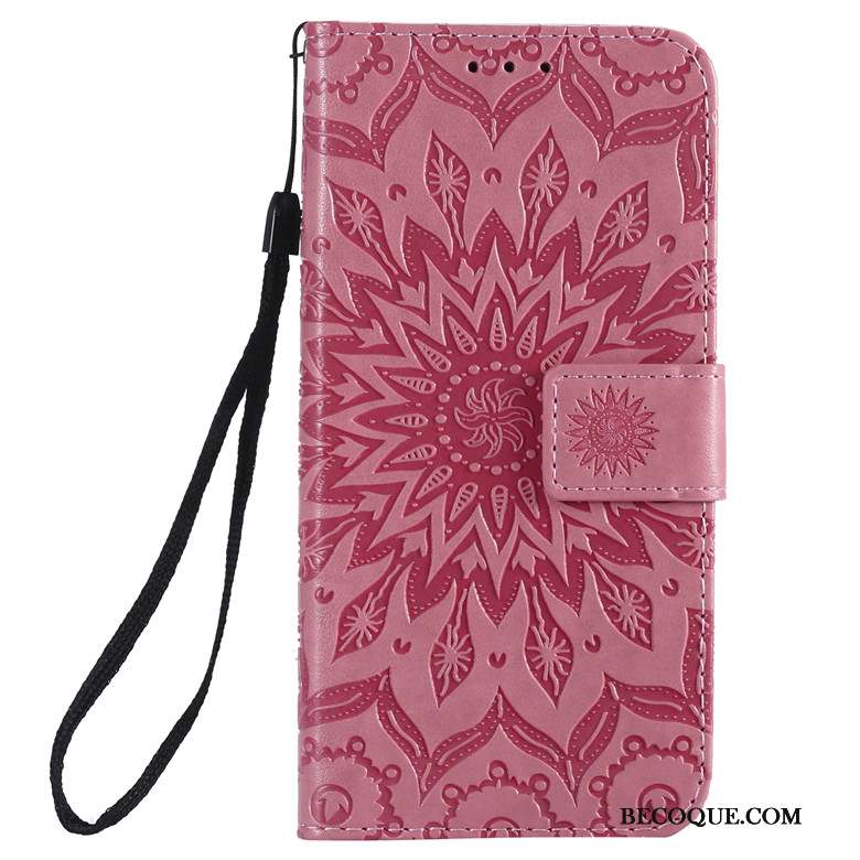 Huawei P30 Lite Coque Or Rose Protection Soleil Fleur Fluide Doux Étui En Cuir