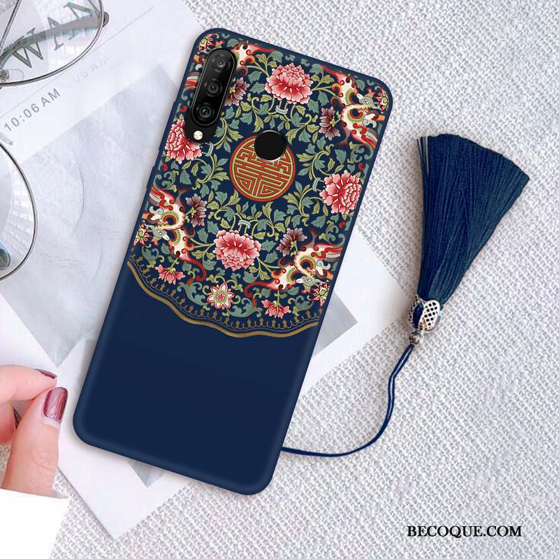 Huawei P30 Lite Coque Tendance Silicone Vintage Créatif Délavé En Daim Noir