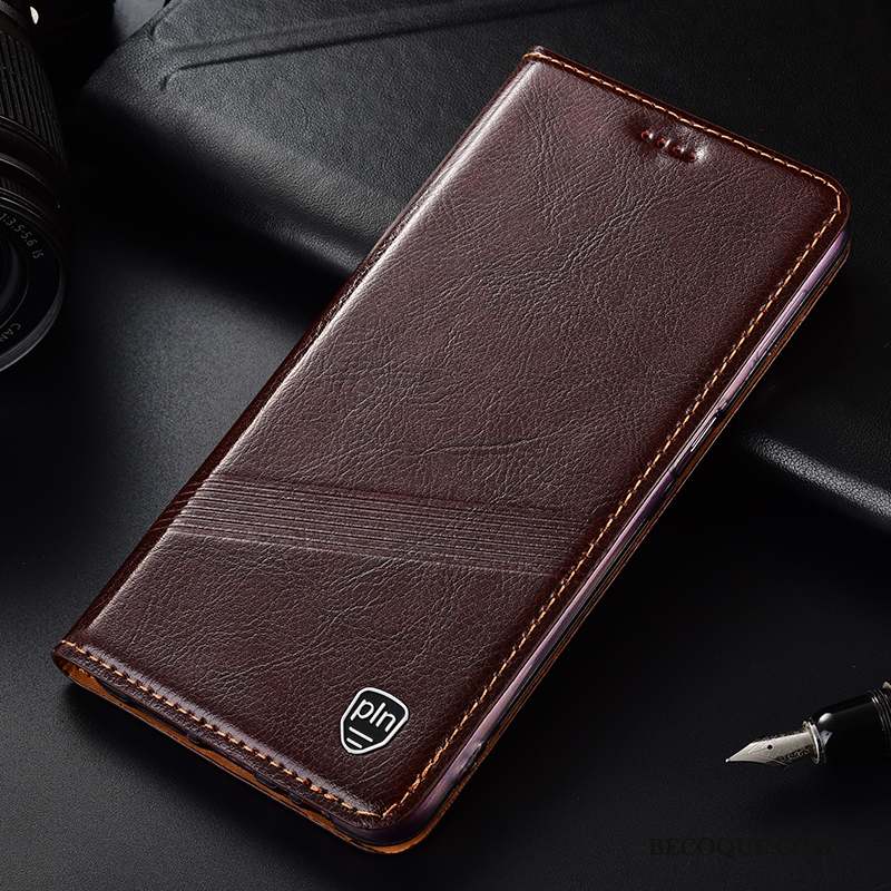 Huawei P30 Lite Coque Étui En Cuir Rouge Cuir Véritable Tout Compris Protection Téléphone Portable