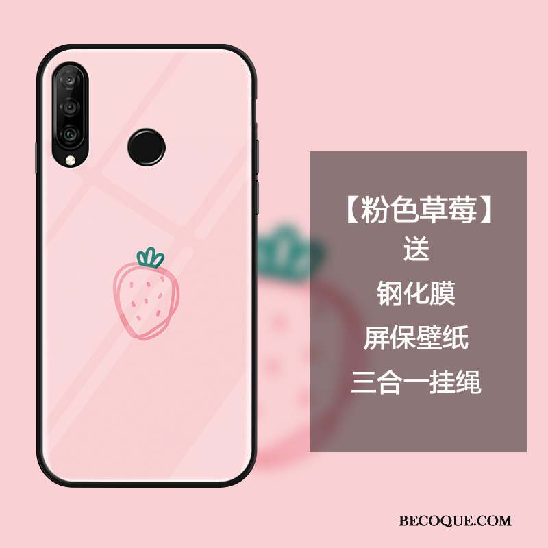 Huawei P30 Lite Protection Incassable Fruit Marque De Tendance Verre Coque De Téléphone