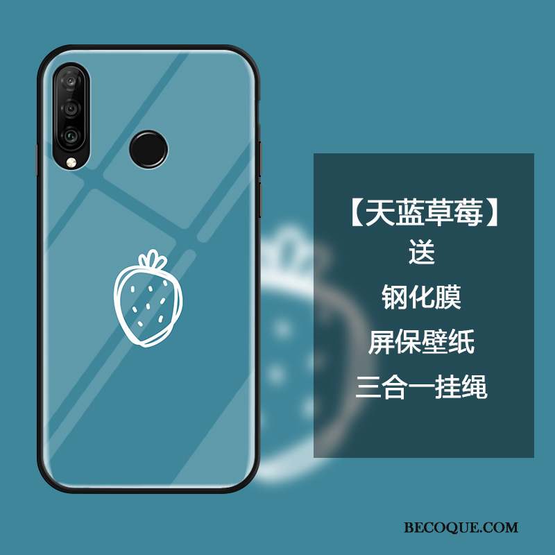 Huawei P30 Lite Protection Incassable Fruit Marque De Tendance Verre Coque De Téléphone